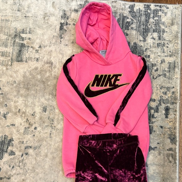Nike Pink and Maroon Hoodie with Velvet Pants - Picture 3 of 3